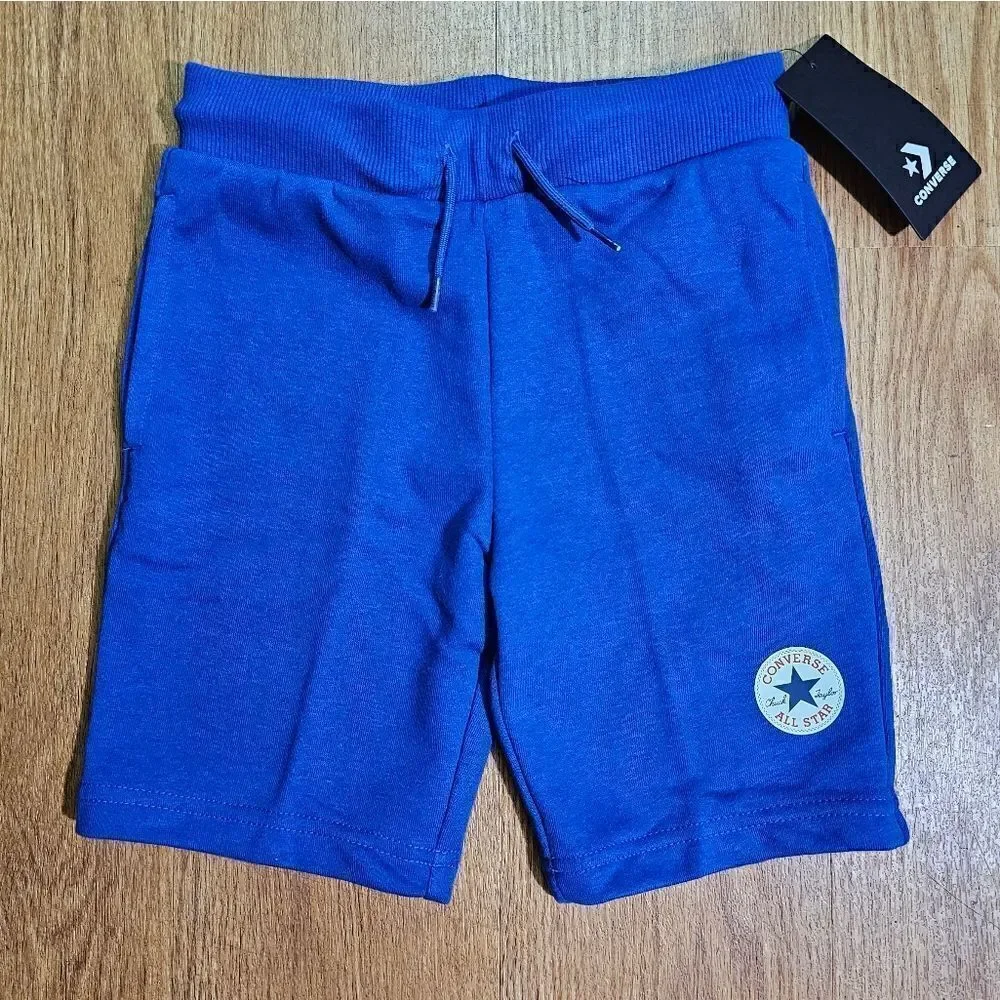 Converse All Star Chuck Taylor Logo Shorts Kids Size 7 Blue White French Terry